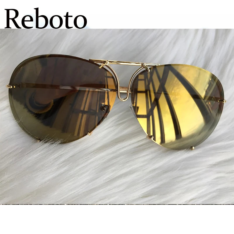 Mirror Oversized Pilot sunglasses for women Vintage black shades vintage glasses 2020 luxury Brand flat top feminine sunglasses