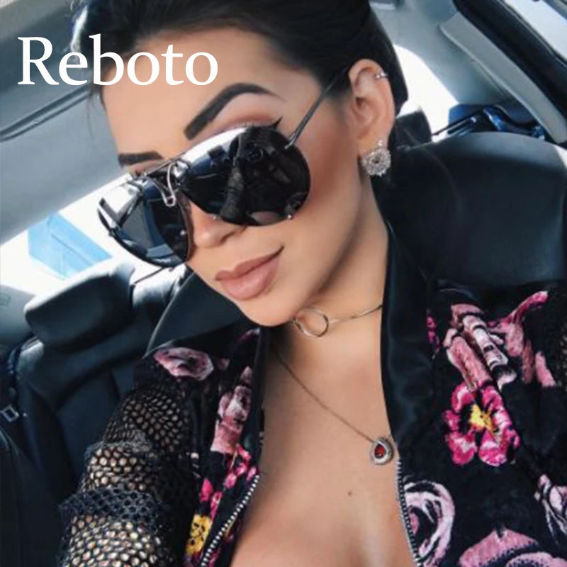 Mirror Oversized Pilot sunglasses for women Vintage black shades vintage glasses 2020 luxury Brand flat top feminine sunglasses