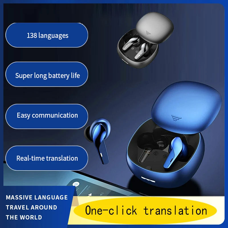 2024 NEW Translation Headphones 138 Languages Instant Translate Smart Voice Translator Wireless BluetoothQ18 Translator Earphone