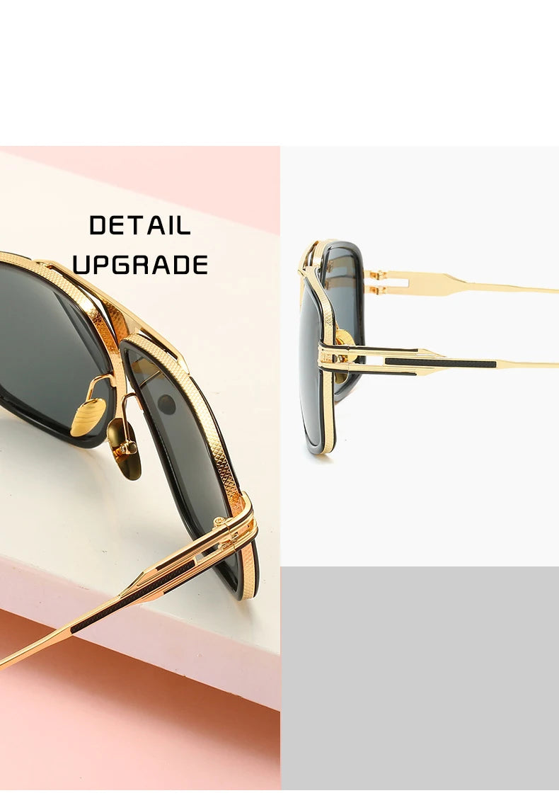 Classic Luxury Men Sunglasses Glamour Fashion Brand Sun Glasses For Women Mirrored Retro Vintage Square Designer Shades